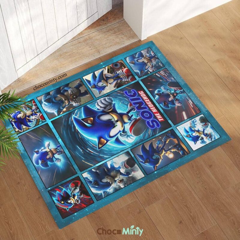 Custom Rug Sonic Sonic The Hedgehog Rugs, Dynamic Speed Collage Design - Apparel and ...